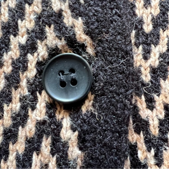 Wool Blend Knit Sweater Cardigan Women’s 1X Brown Black Chevron Lined - Picture 3 of 16